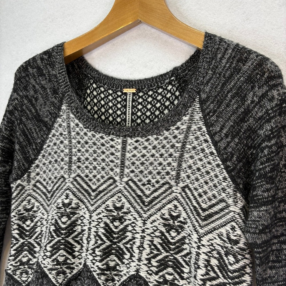 Free People Black Avalanche Swit Knit Tunic Sweater Womens XS/S Boho Wool Blend - Picture 3 of 6